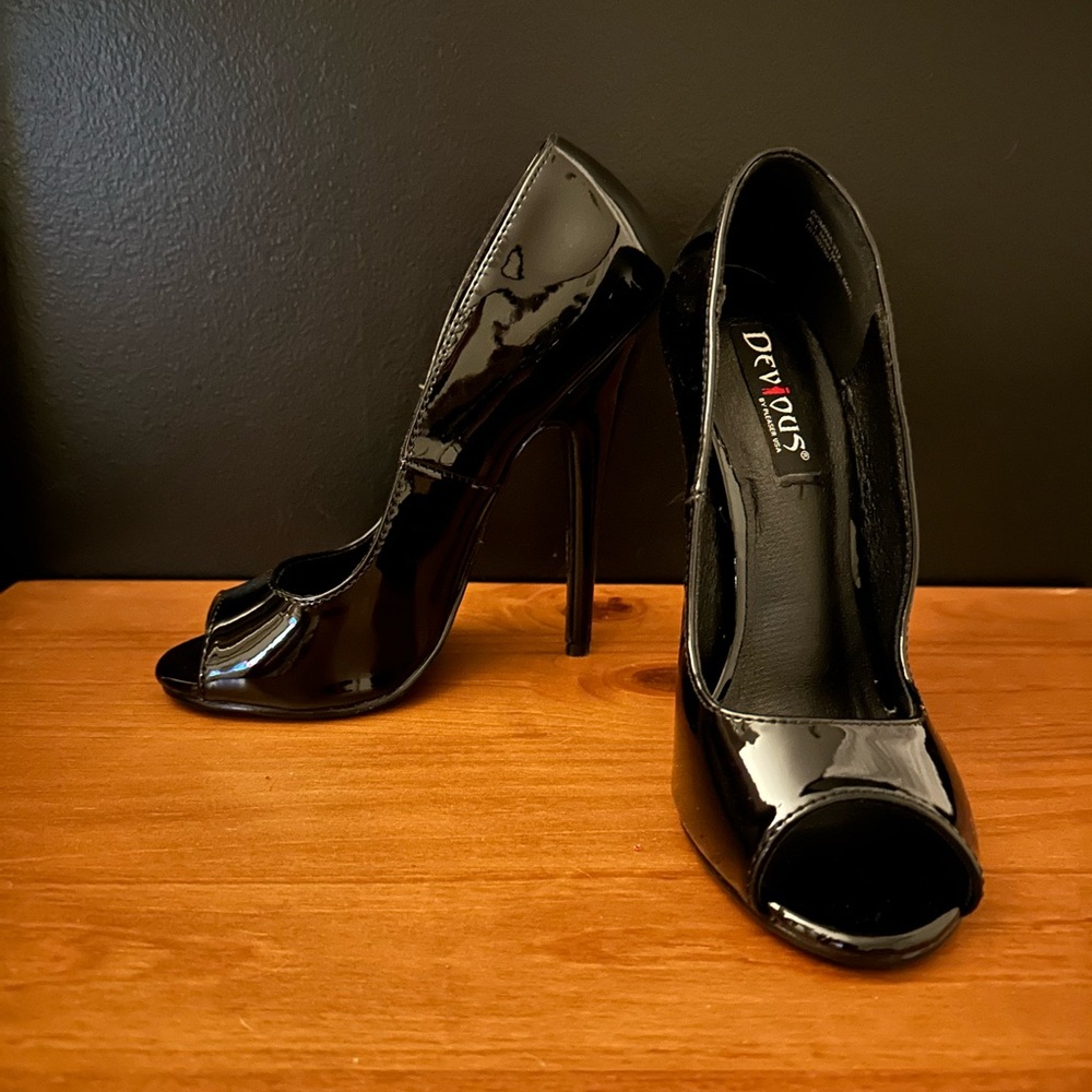 Black Peep Toe Heels